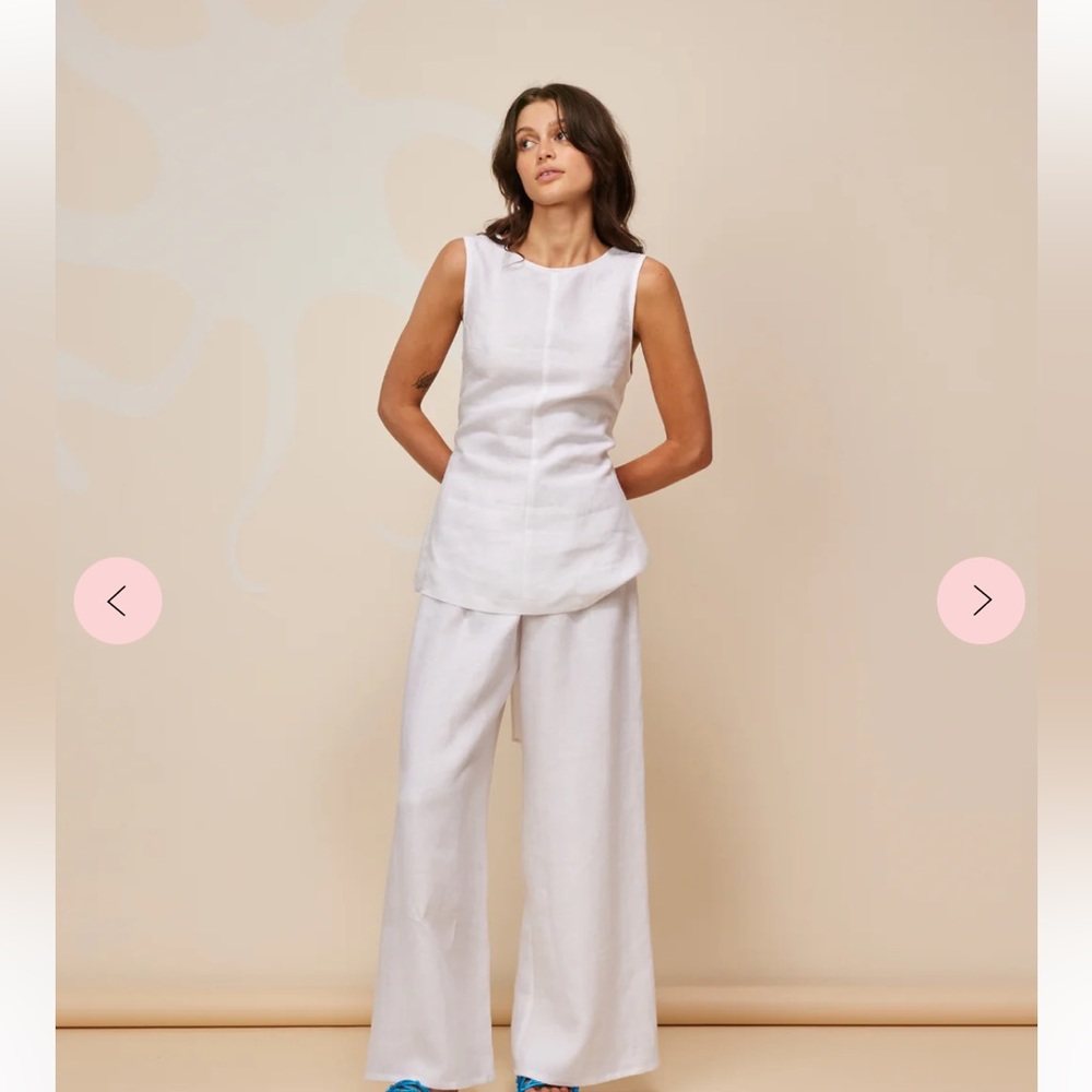 Andie Wide-Leg Elastic Waist Pants in Cream